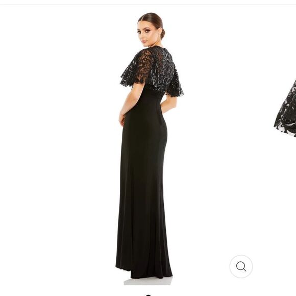 NEW Mac Duggal 68002 embellished butterfly sleeve black gown size 8 - Picture 3 of 12